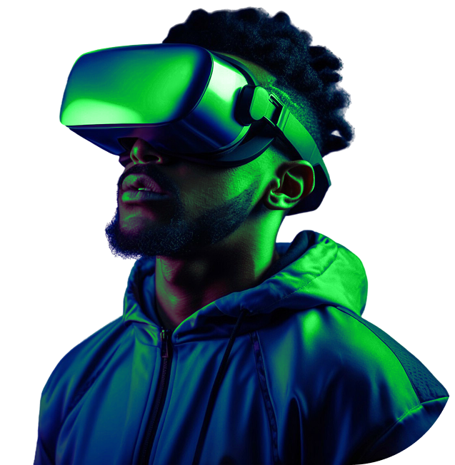 Digital transformation specialist wearing VR glasses